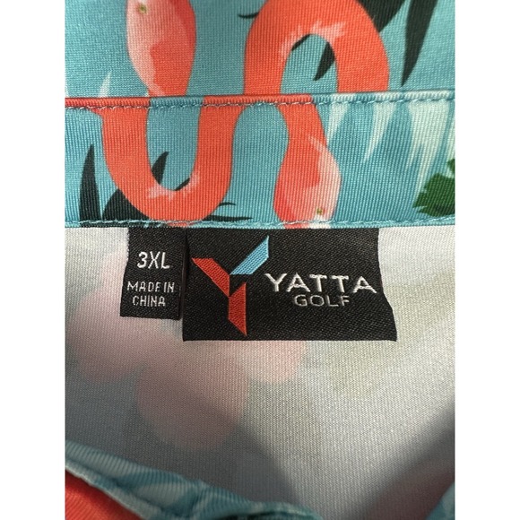 Yatta Golf Polo Shirt Mens 3XL Flamingo All Over Print Performance Golf Tropical - Picture 4 of 6